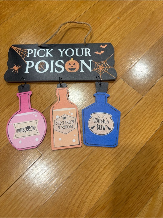 Other - Pick Your Poison Halloween Hanging Sign - Pink, Orange, Blue